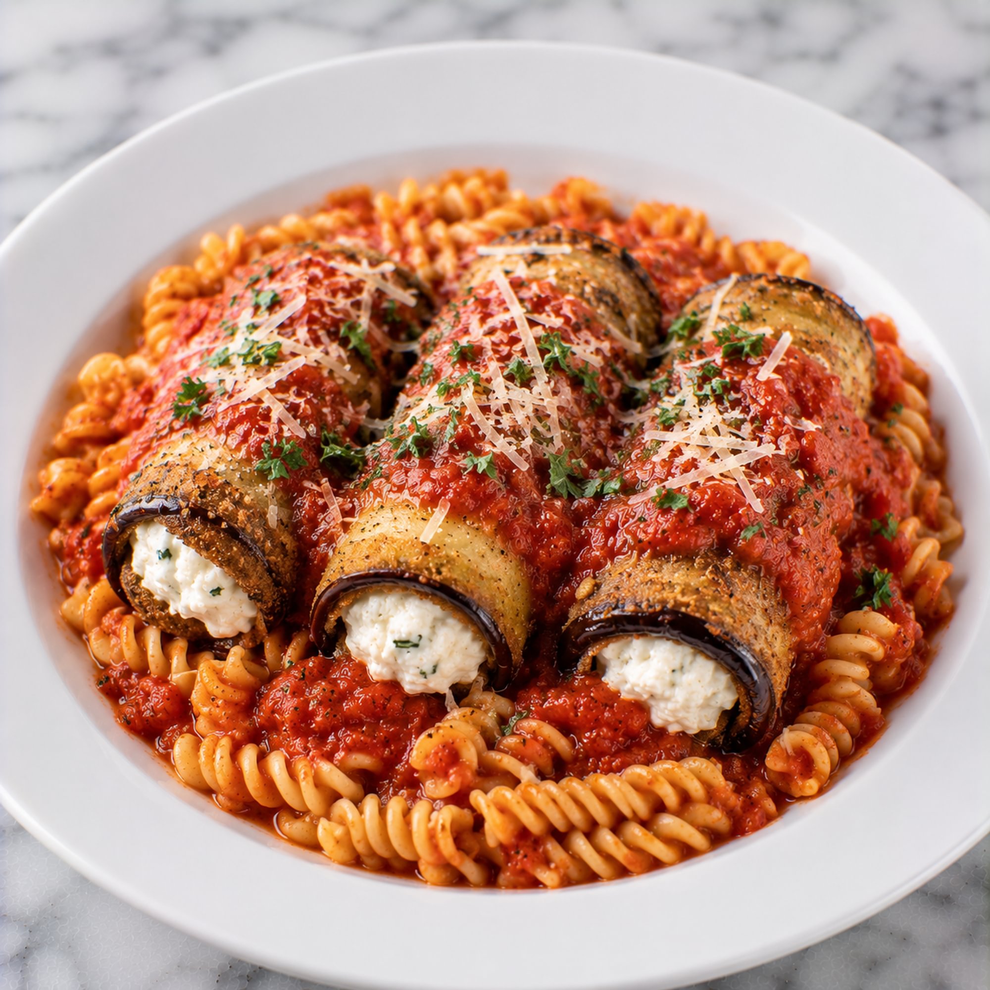 Eggplant Rollatini with Fusilli