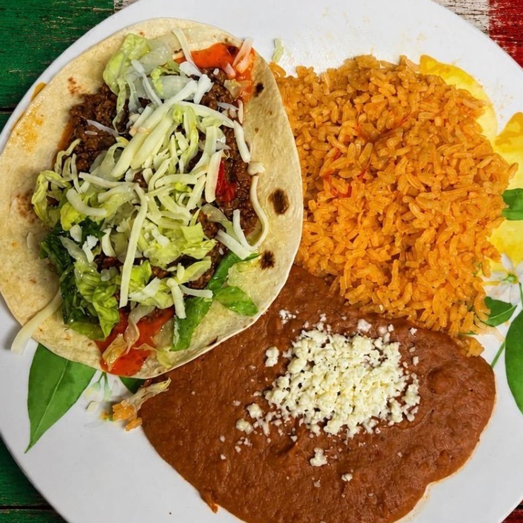 Kids Soft or Hard Taco, Rice, and Beans