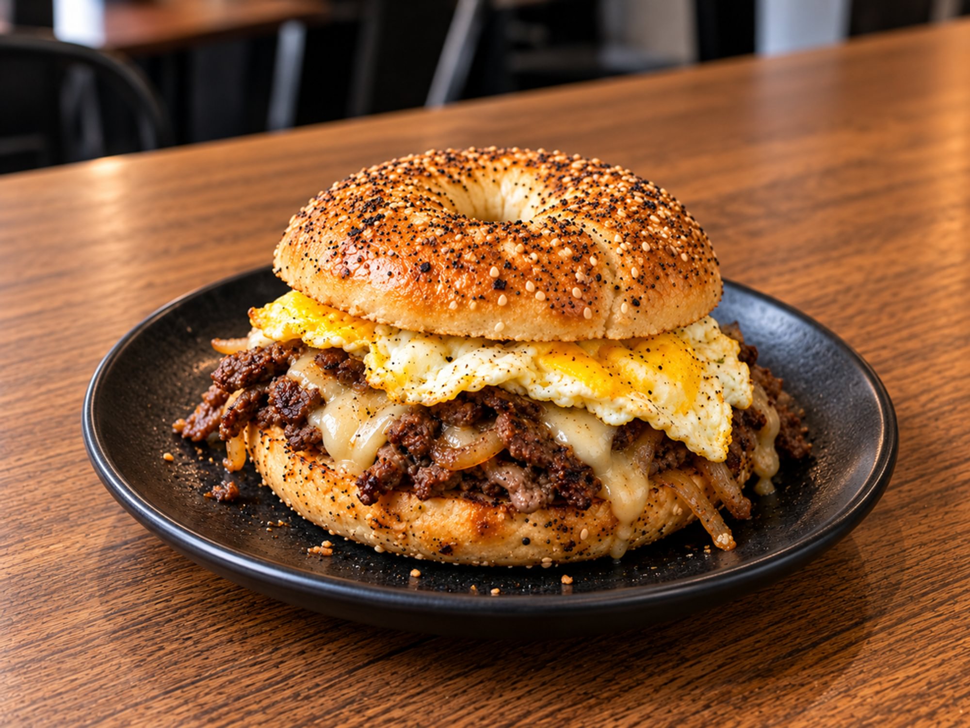 Steak and Egg Bagel Sando