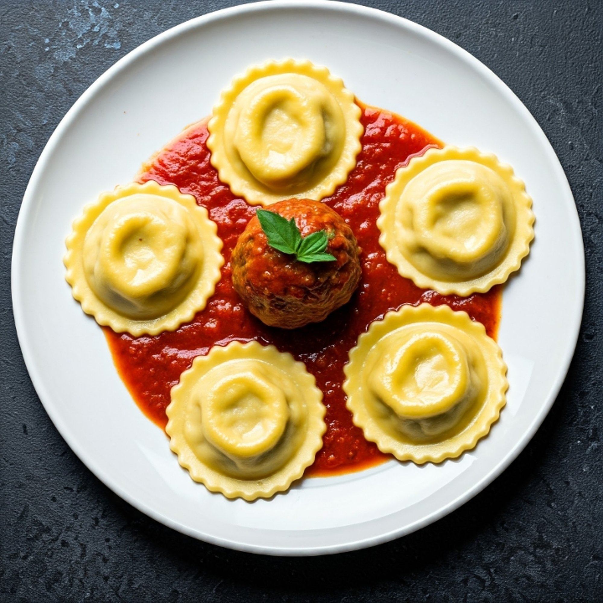 Cheese Ravioli w/ Meatball