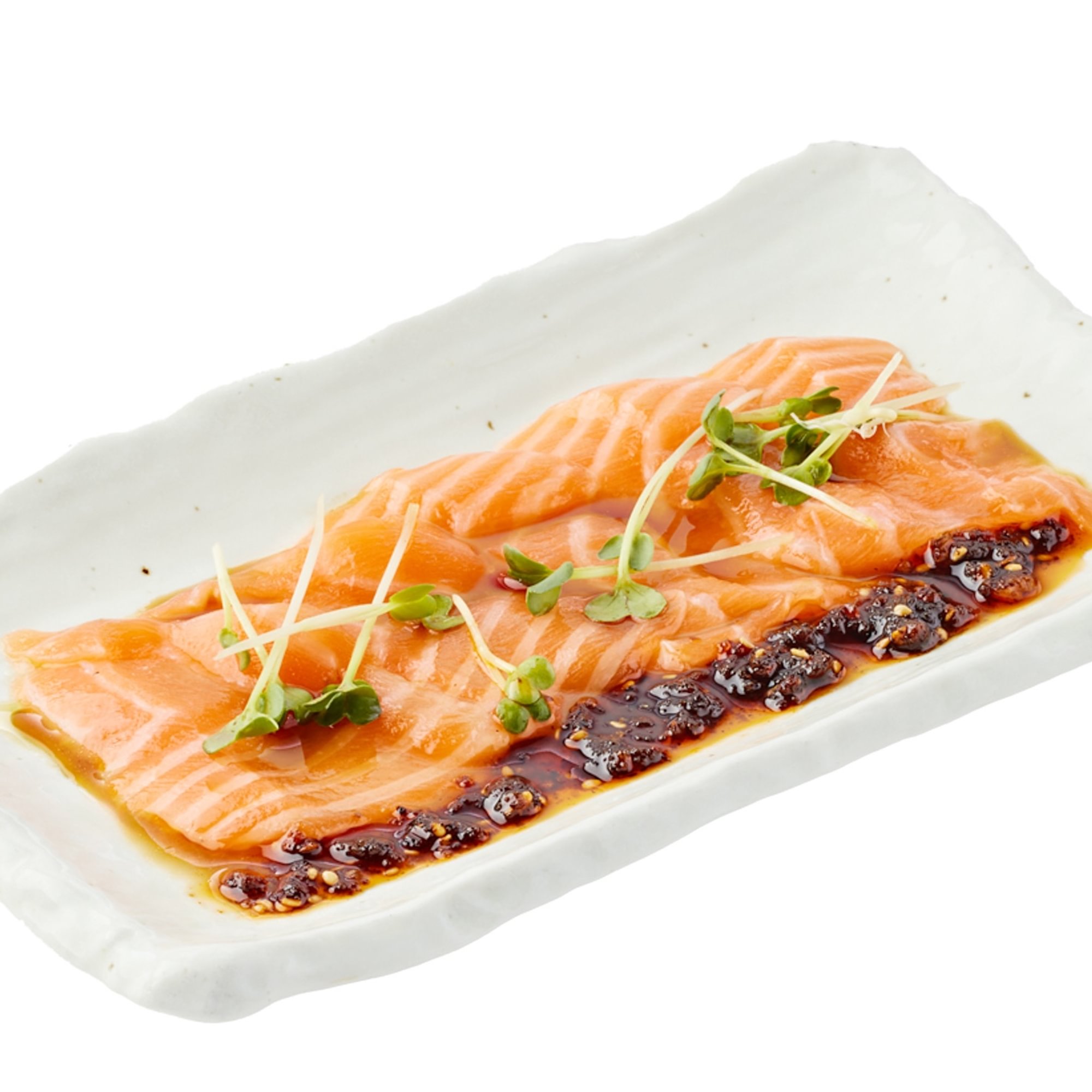 Otoro Salmon Sashimi with Garlic Chili Oil