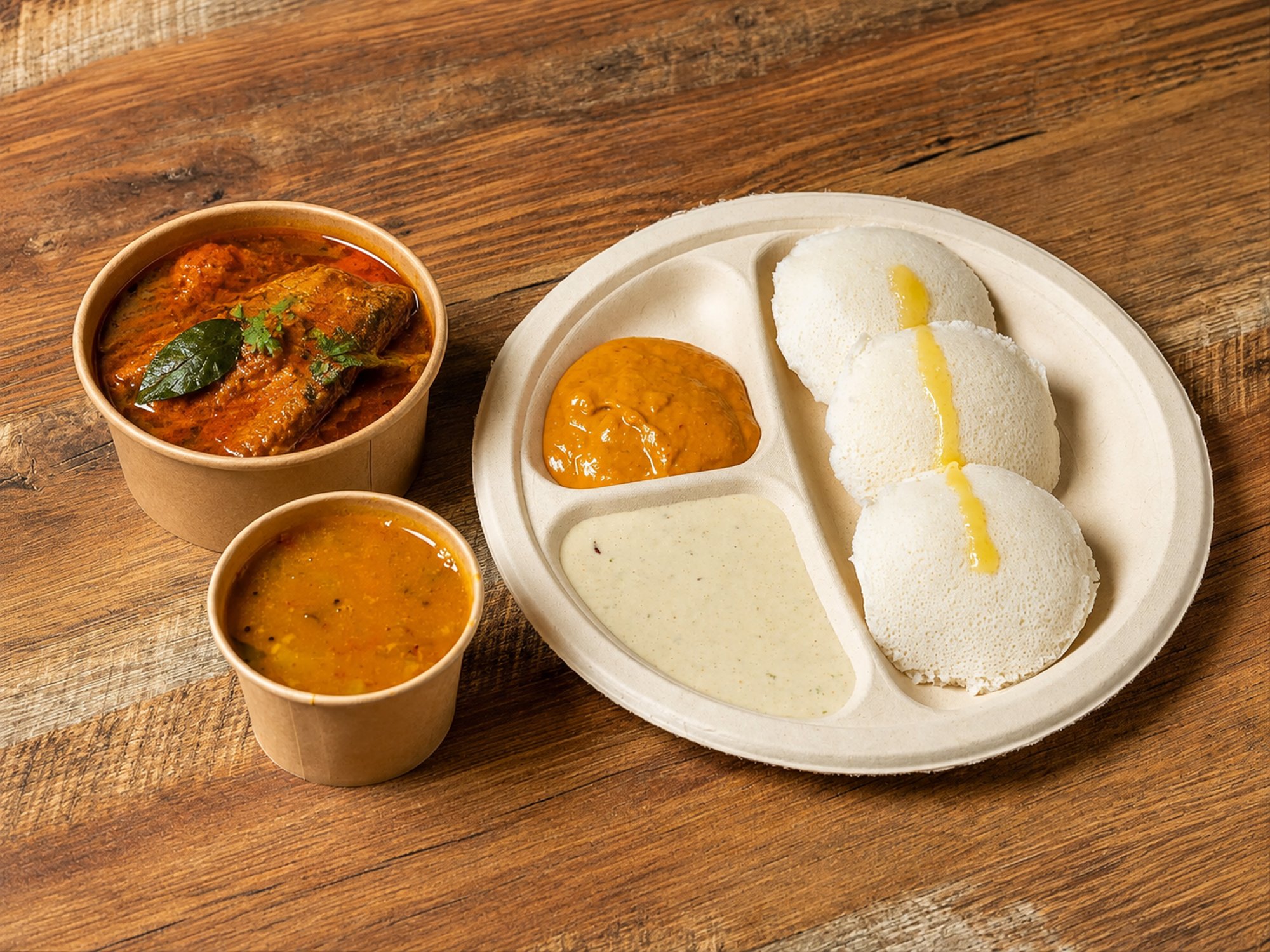 Idli With Fish Pulusu