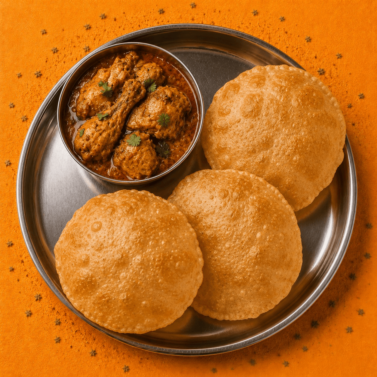 Poori with Chicken Curry