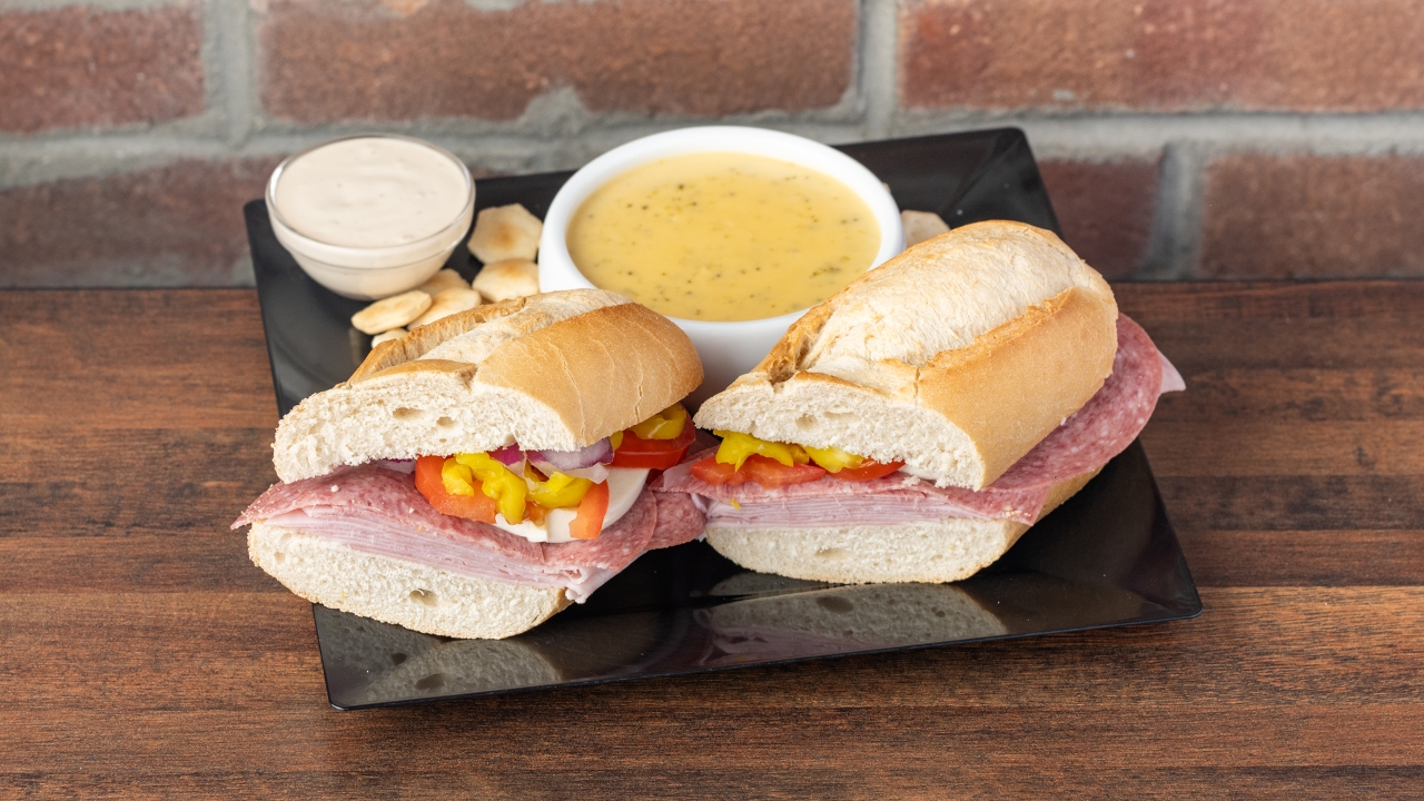Italian Antipasto with broccoli cheddar soup