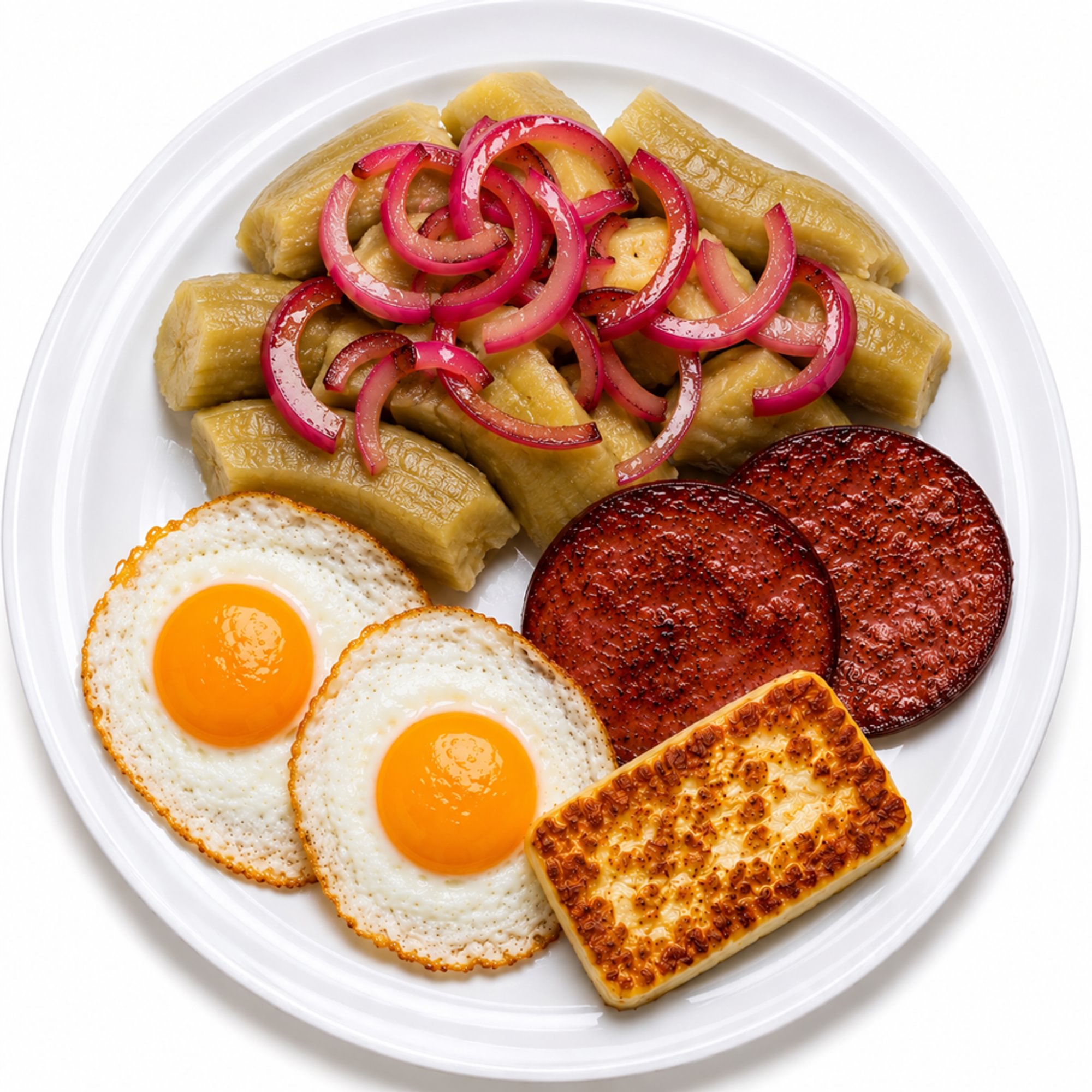 Guineo with 2 Salami, 2 Eggs & Queso Frito