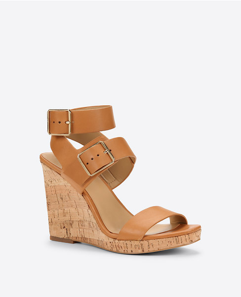 Sylvie Leather and Cork Wedges
