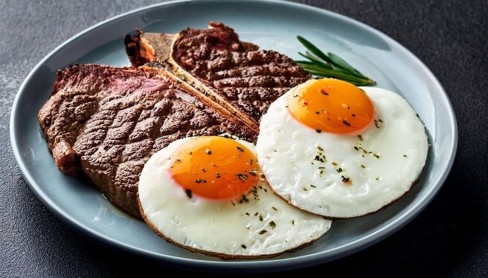 2 Eggs with New York Strip Steak