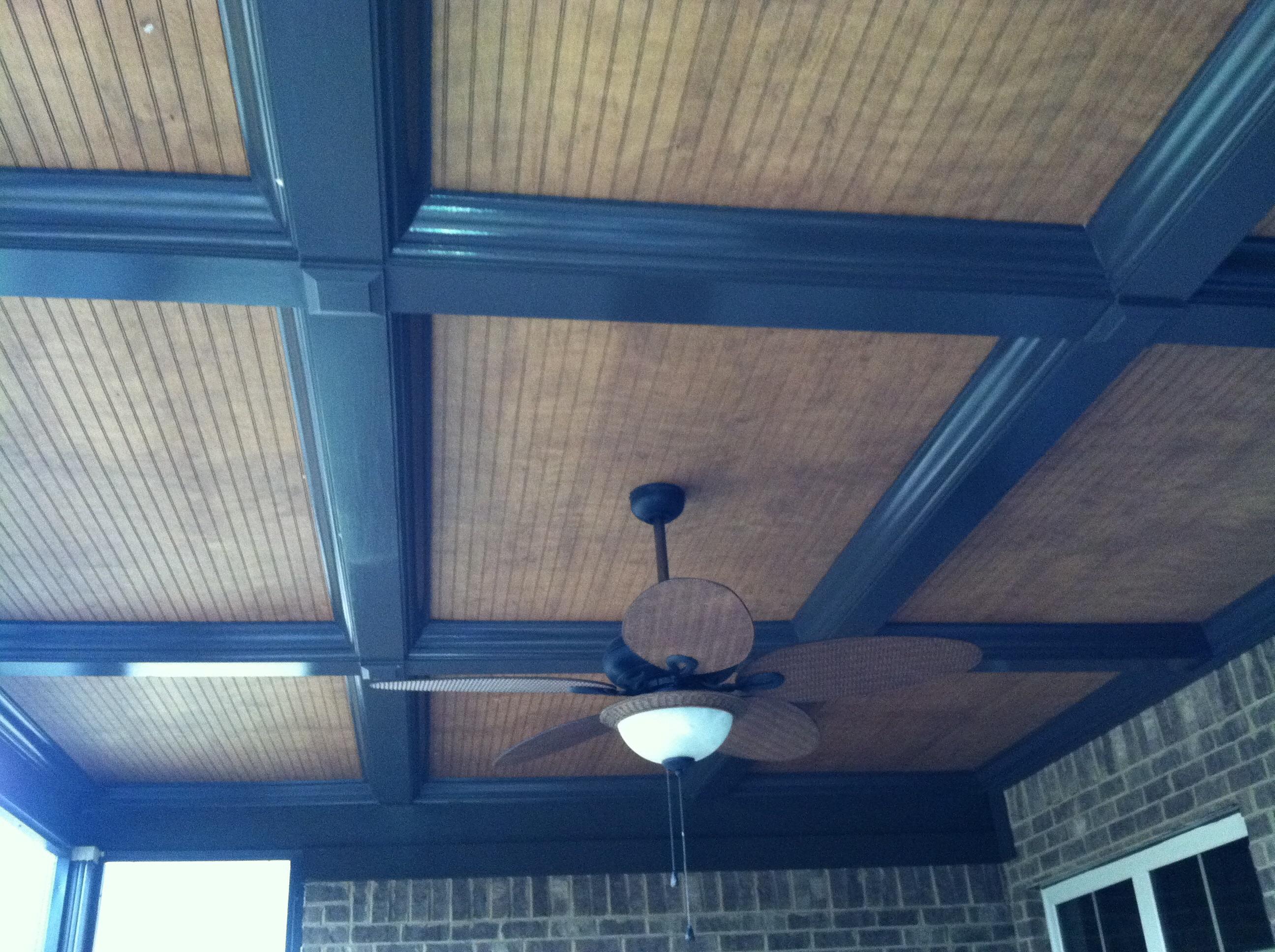 coffered ceiling with bead board