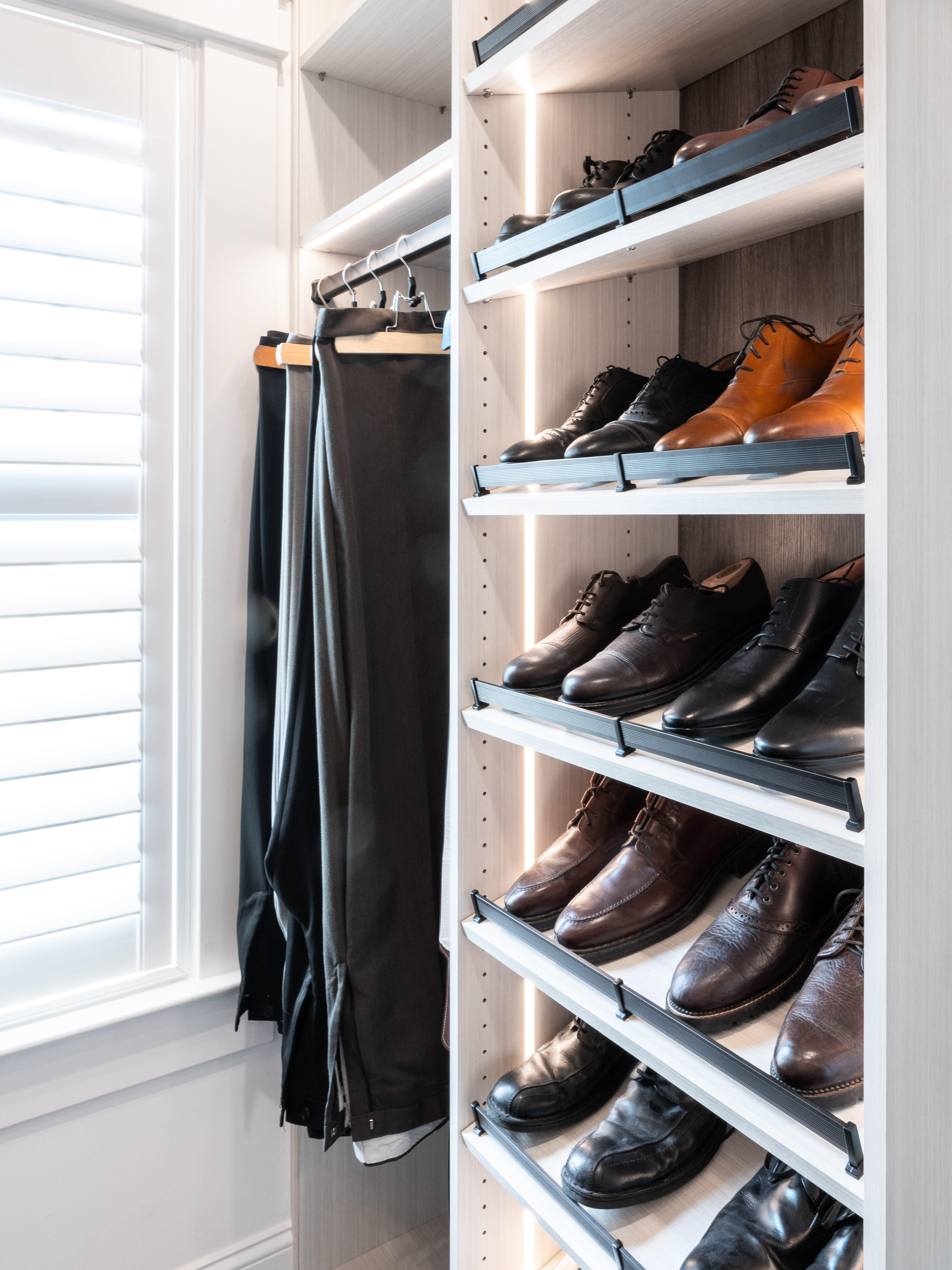 Talk about suited and booted. Our custom-designed Closets are created to suit your home and lifestyle. Hang your suits and display your shoes in style!  TailoredLivingBoise   FreeConsultation  CustomClosets  TailoredToYourNeeds