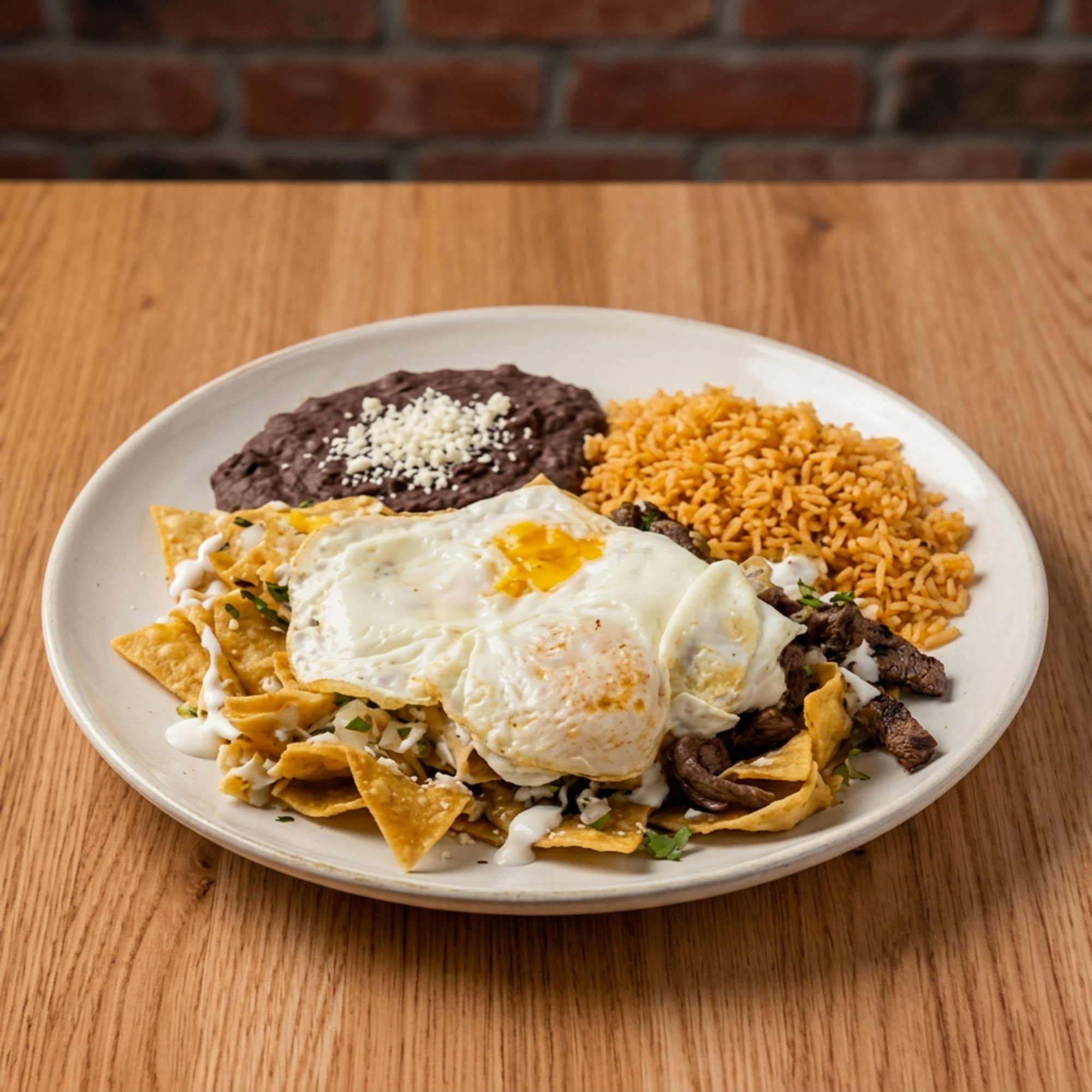 Chilaquiles with Egg & Fajita