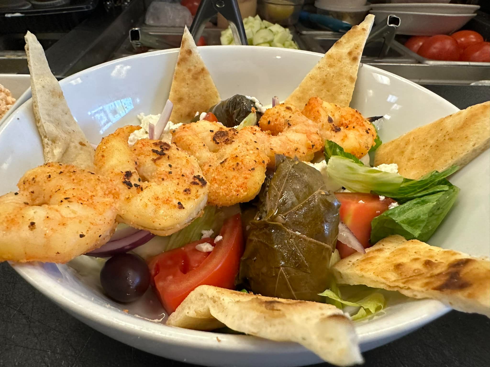 Greek Salad with Grilled Shrimp