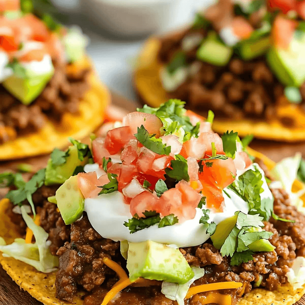 Tostada with Beef, Lettuce & Cheese