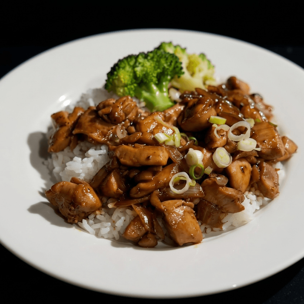 Black Pepper Chicken Over Rice