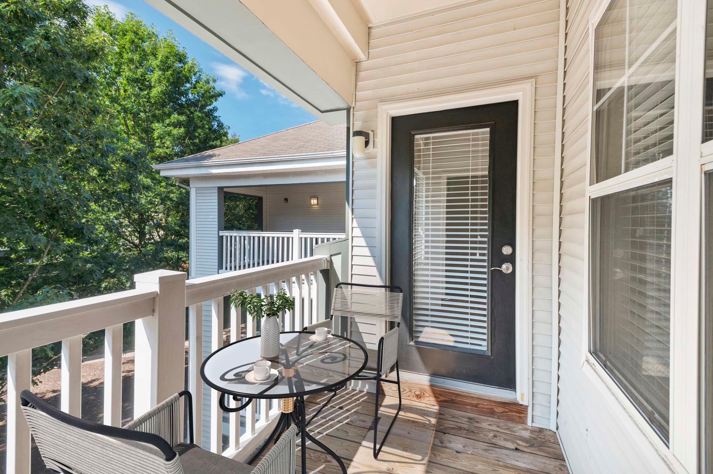 Most apartments at Camden Ashburn Farm in Ashburn, Virginia feature a private balcony or patio.