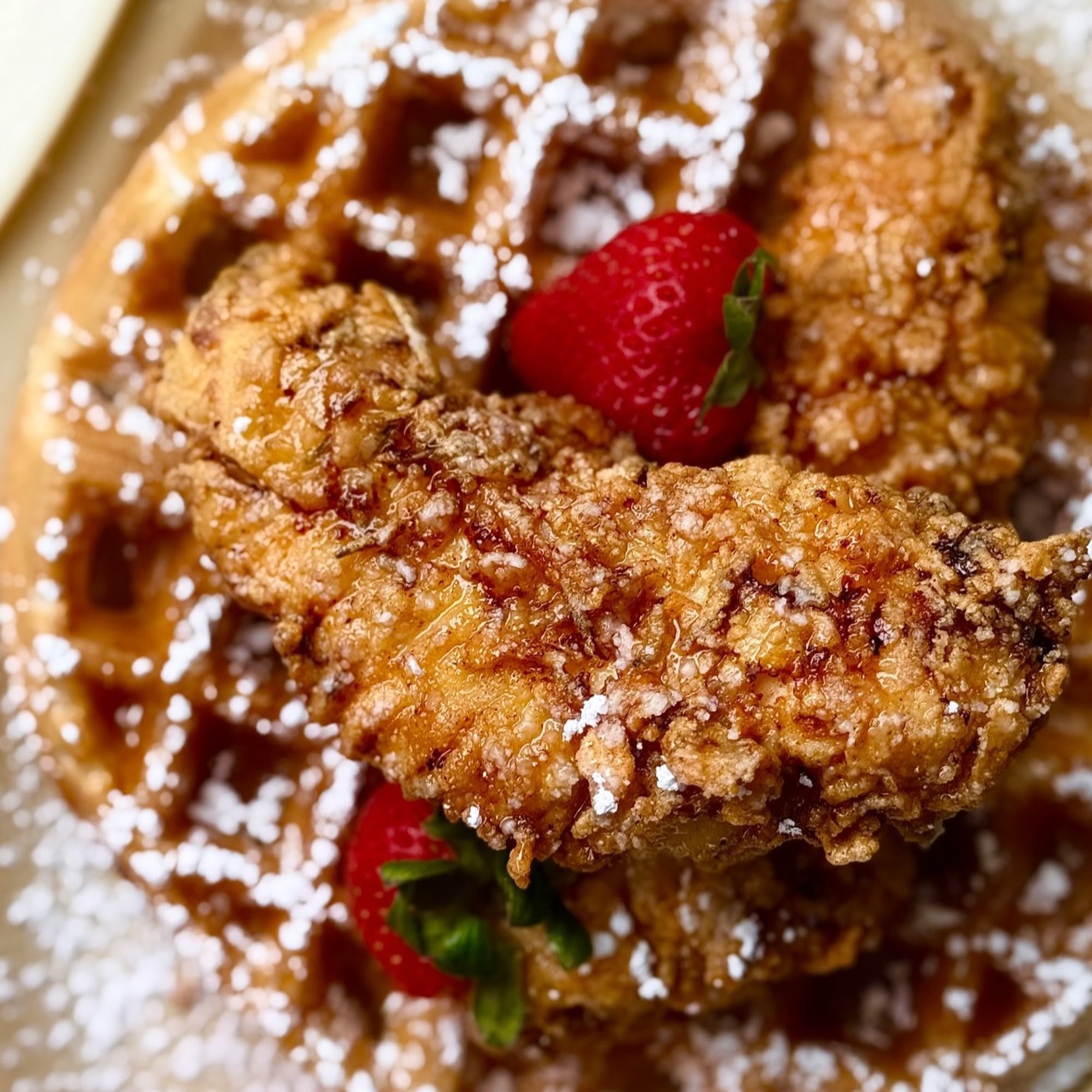 hot honey chicken and waffles