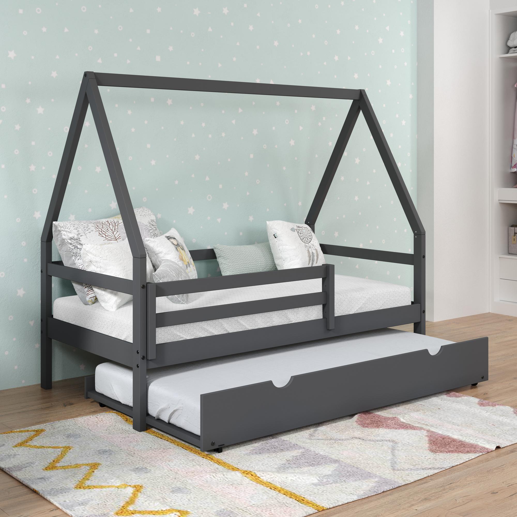 Modern Twin Dark Grey Bed w/Trundle
