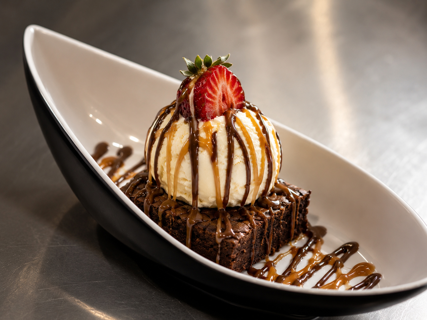 Warm Brownie with Vanilla Ice Cream