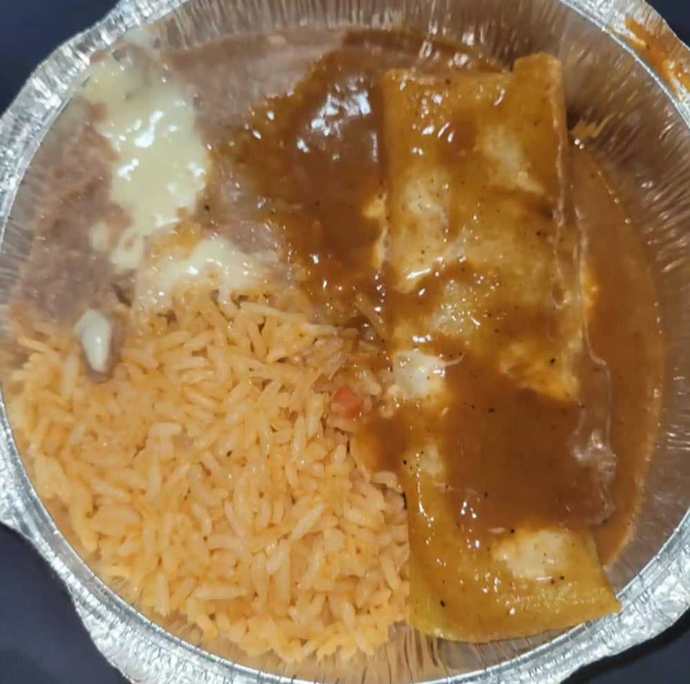 Beef Enchilada, Rice & Beans