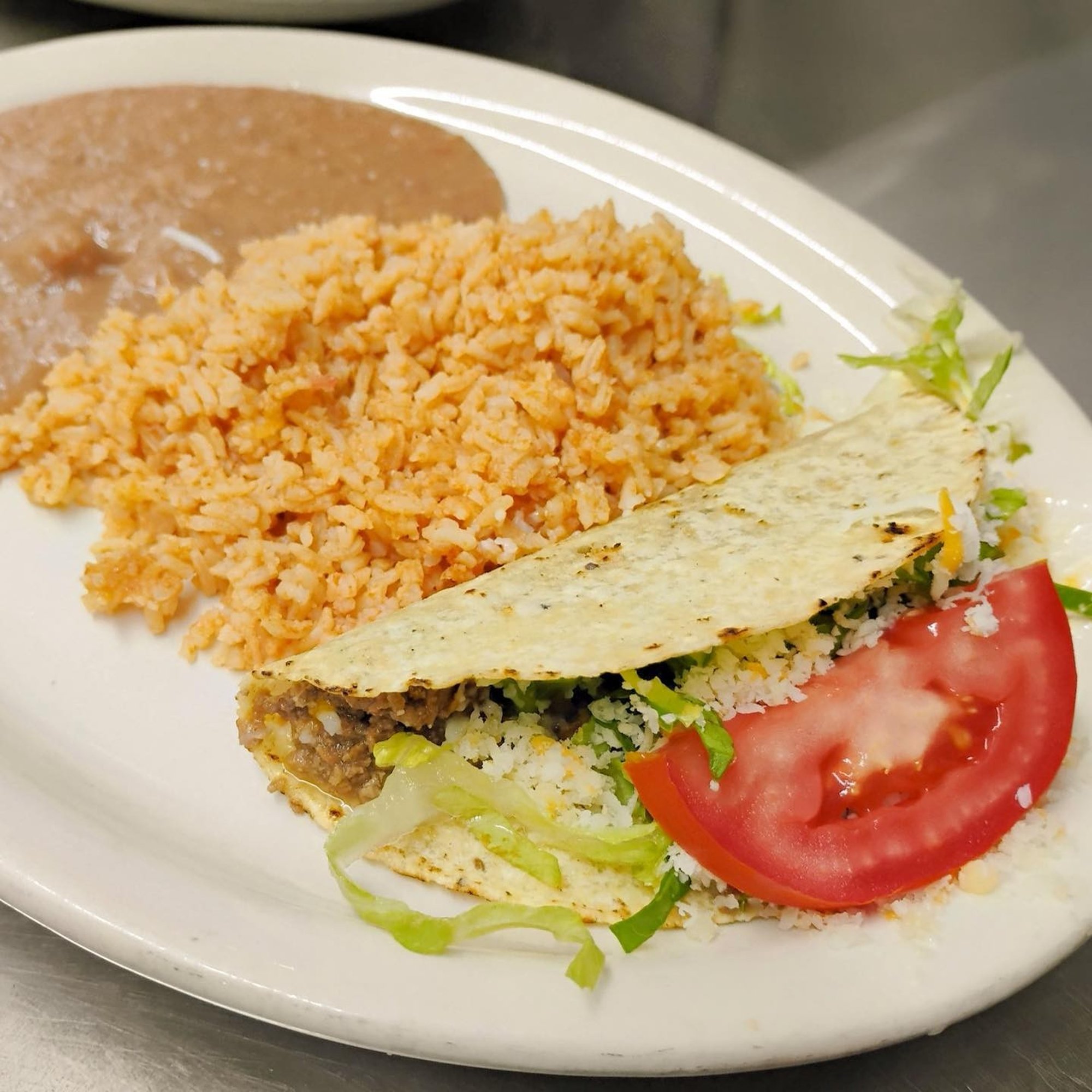 One Crispy Taco, Rice & Beans