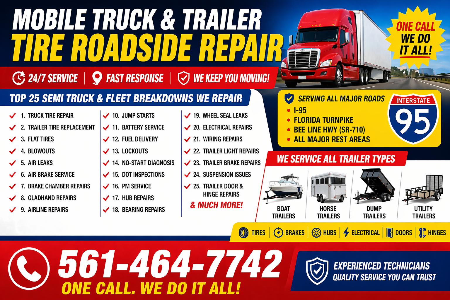 MOBILE TRUCK TRAILER TIRE ROADSIDE REPAIR