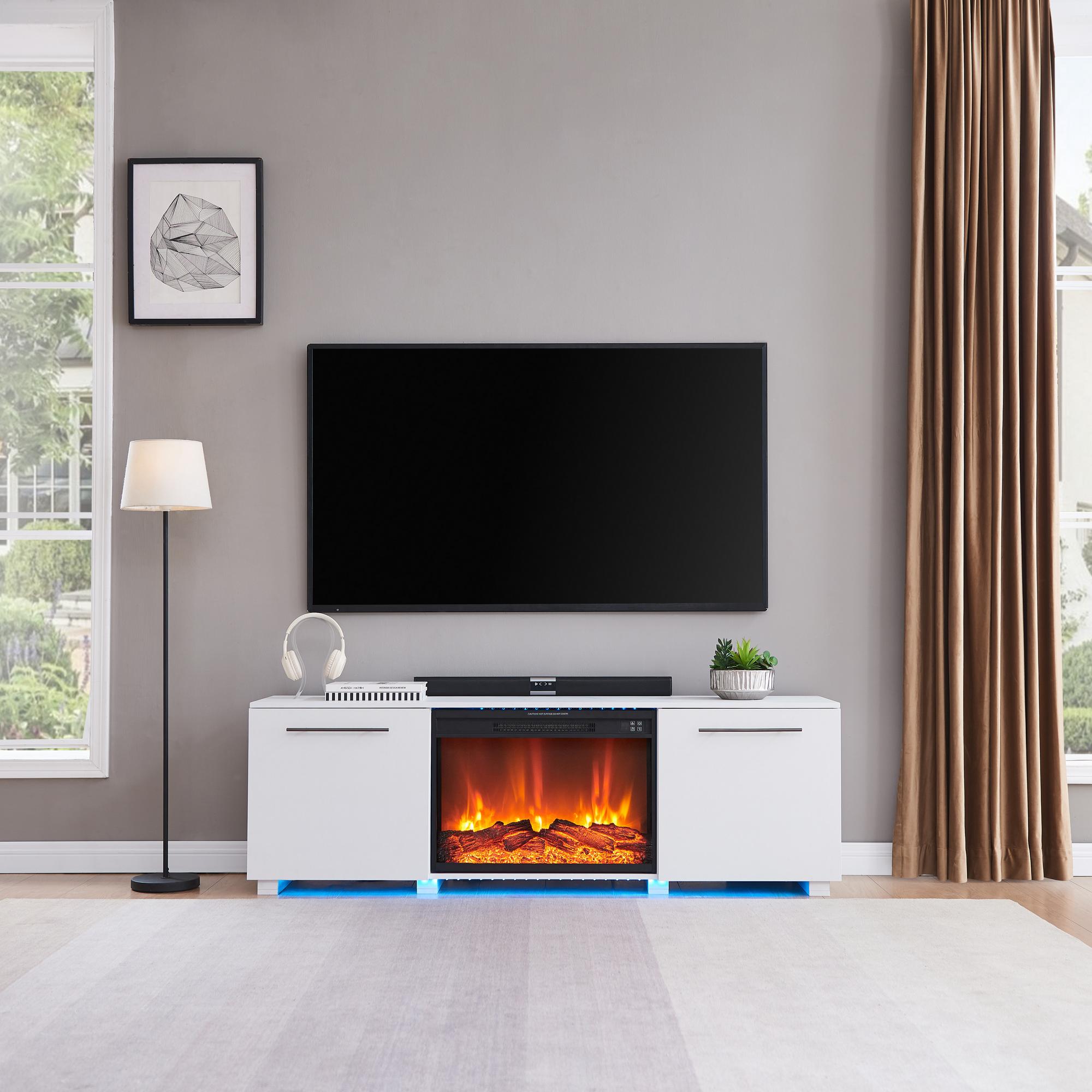 68" Medford TV Console & 26" Moscow Fireplace Insert 