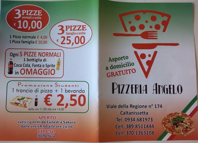 Pizzeria Angelo Asporto e domicilio gratuito