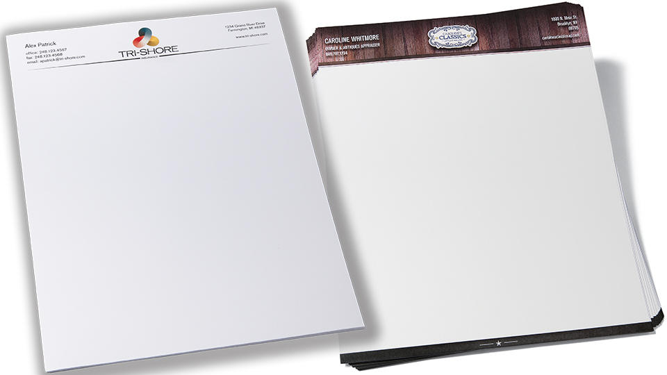 Company stationery letterhead on white background