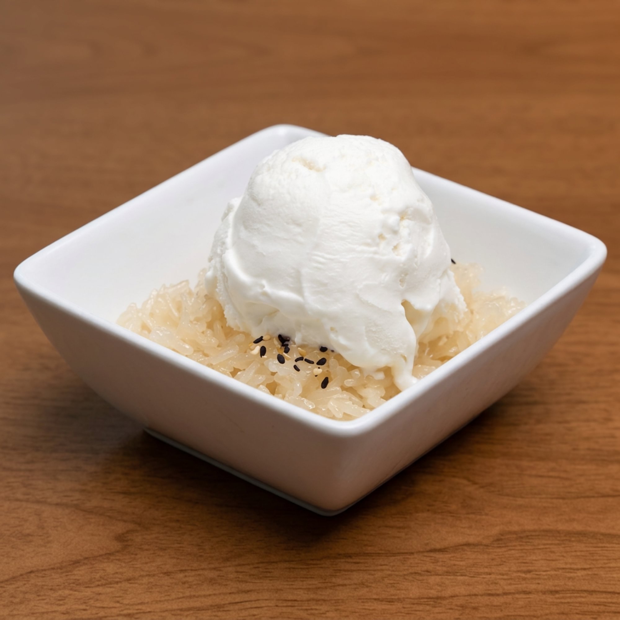 Sweet Sticky Rice with Coconut Ice Cream