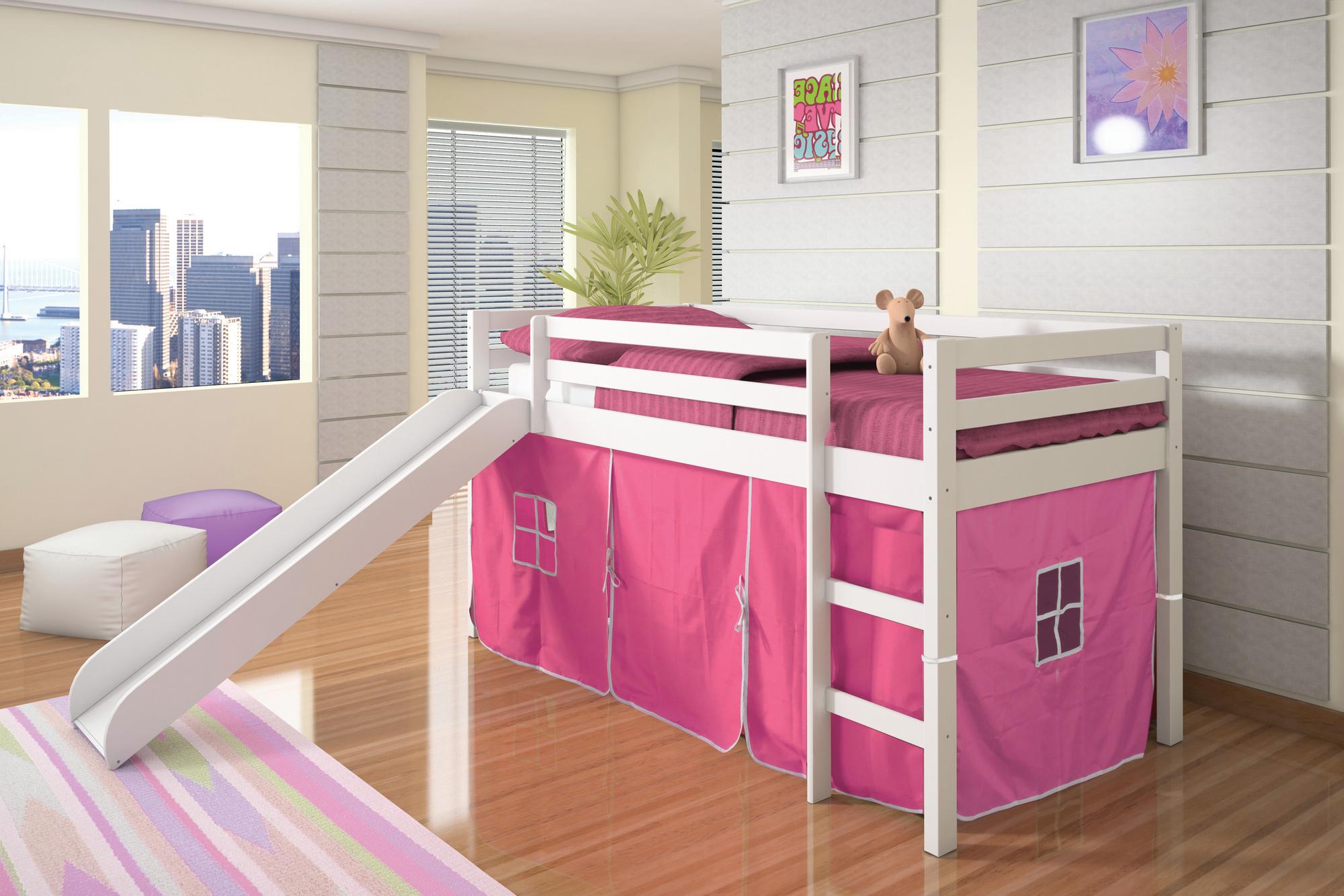 Twin Manhattan Play Loft Bed - White w/Pink Tent