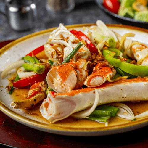 King Crab Legs with Scallion and Ginger