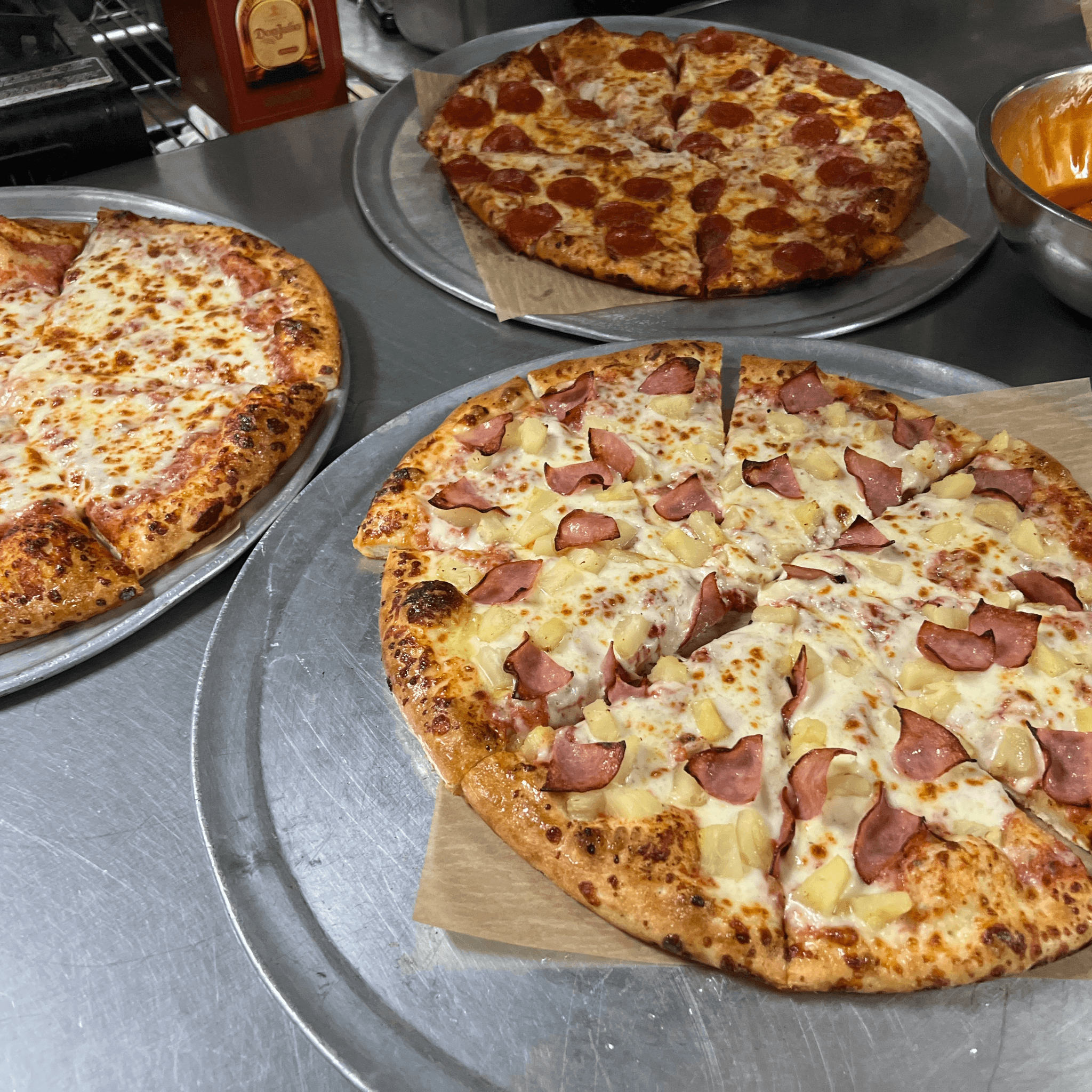 3 Medium 3 Topping Pizzas