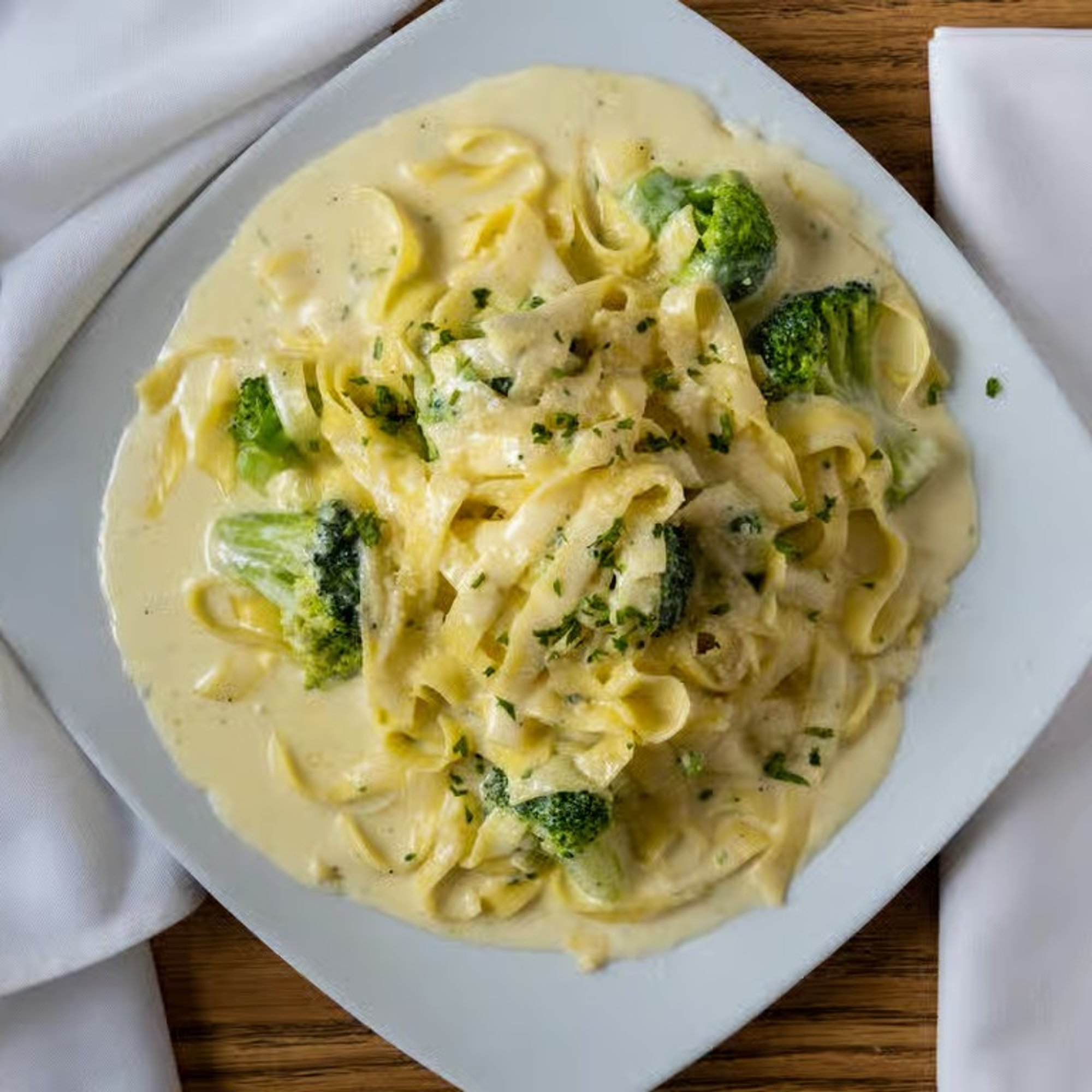 Fettuccini & Broccoli with Alfredo Sauce