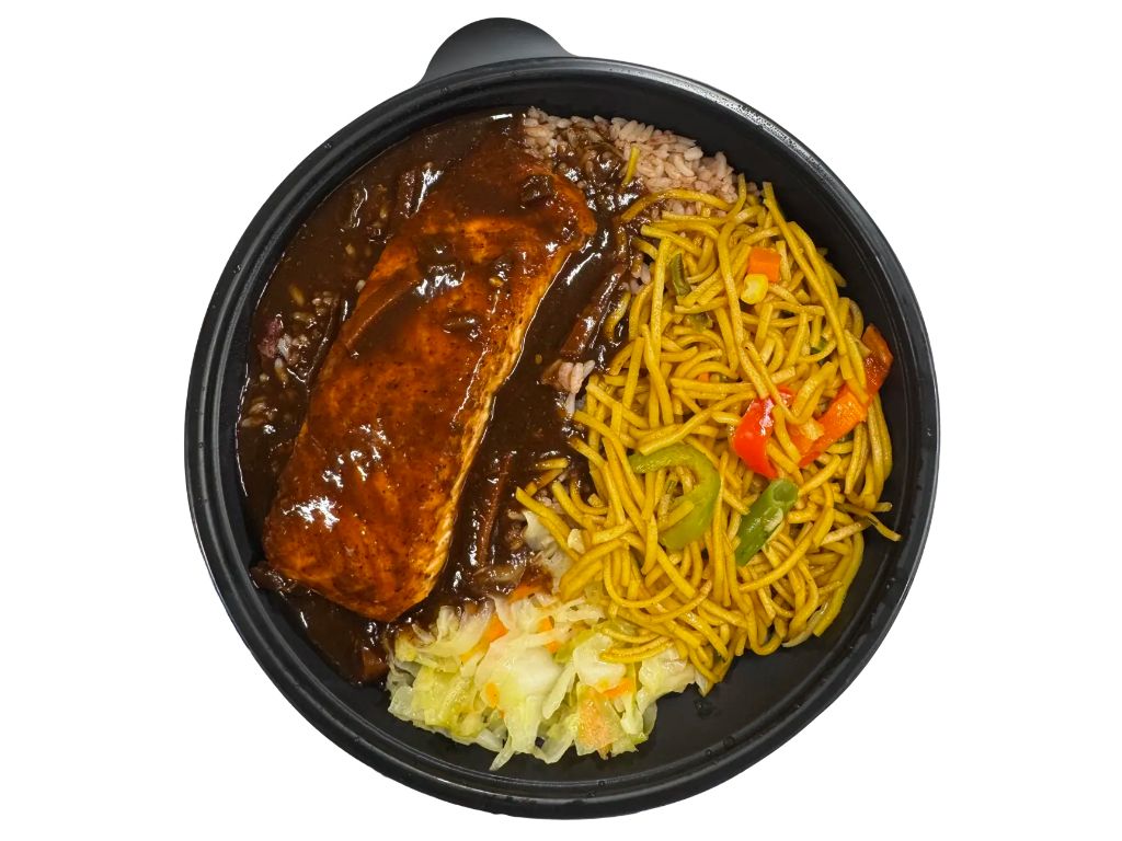 Jerk Salmon & Chow Mein