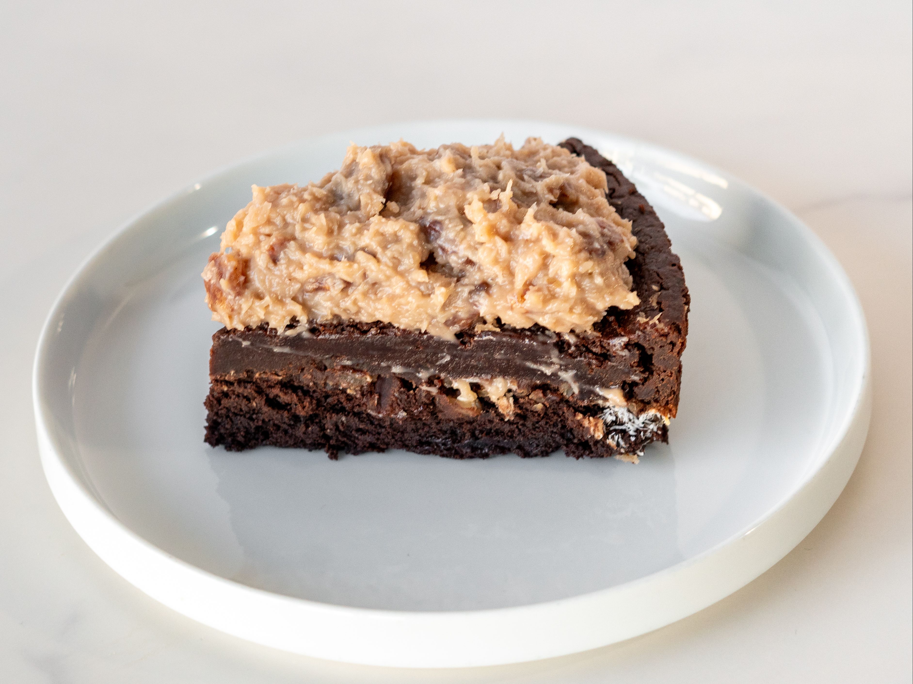 German Chocolate Cheesecake Slice