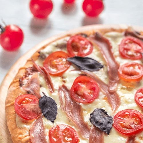 White Tomato Bacon Pizza