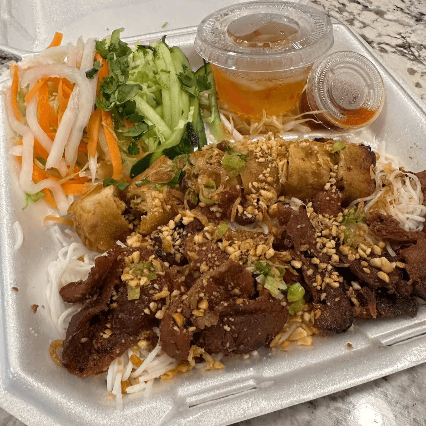 57. Bún Thịt Nướng, Chả Giò - Pork & Egg Roll