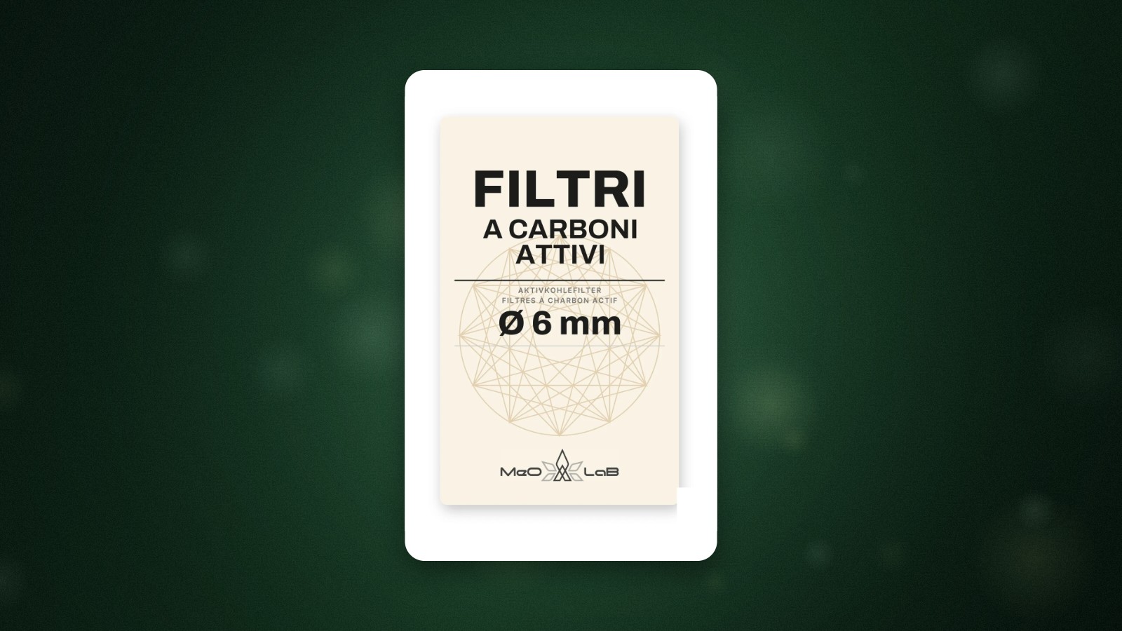 Activated carbon filters 6 mm – 60 pcs CHF 15, 300 pcs CHF 60