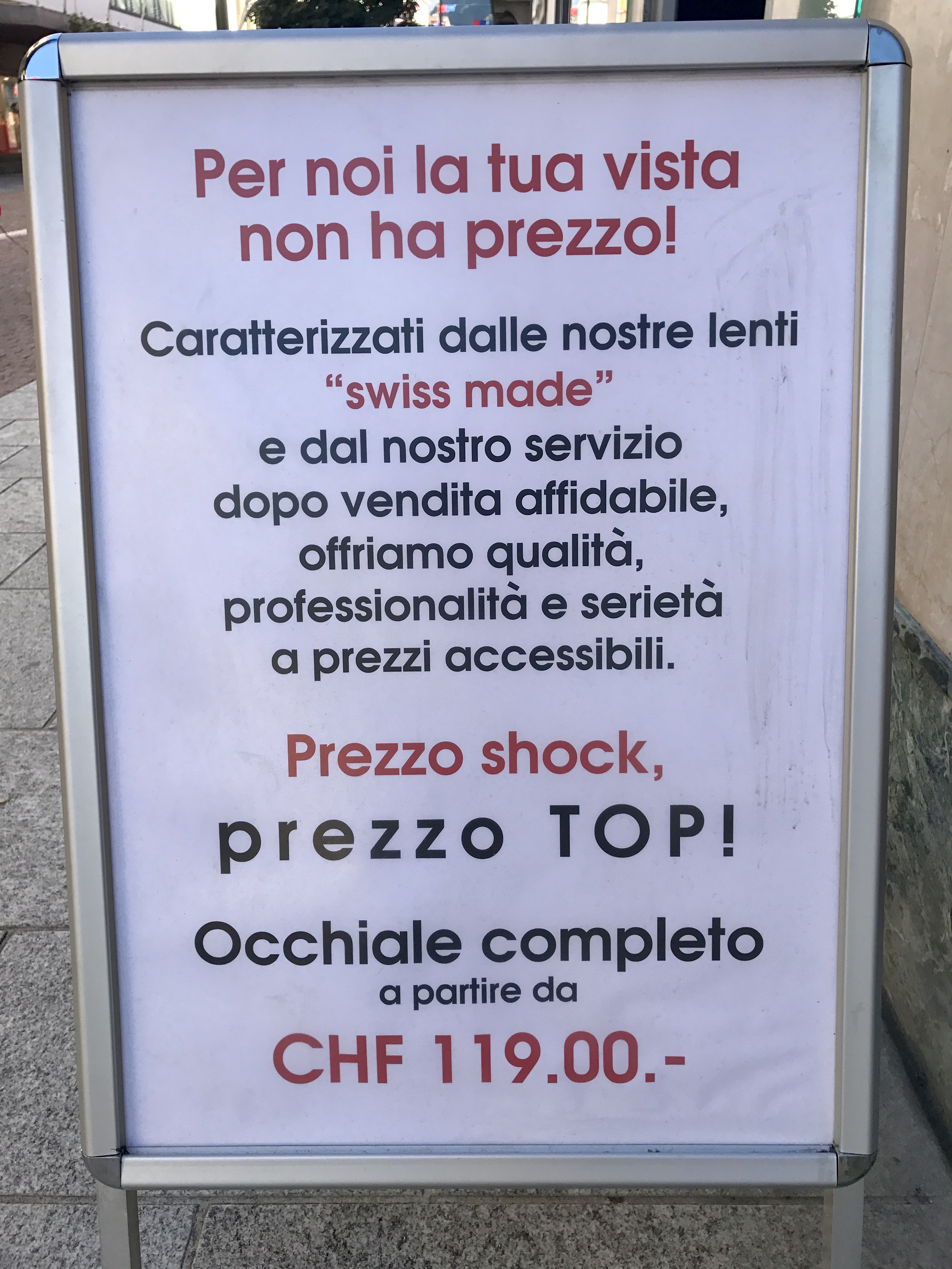 OTTICA MARTINI LENTI "SWISS MADE" PER NOI LA TUA VISTA NON HA PREZZO!!