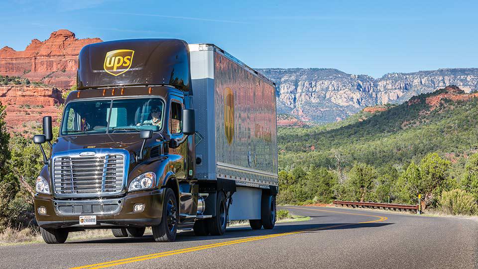 A UPS truck driving through Sedona