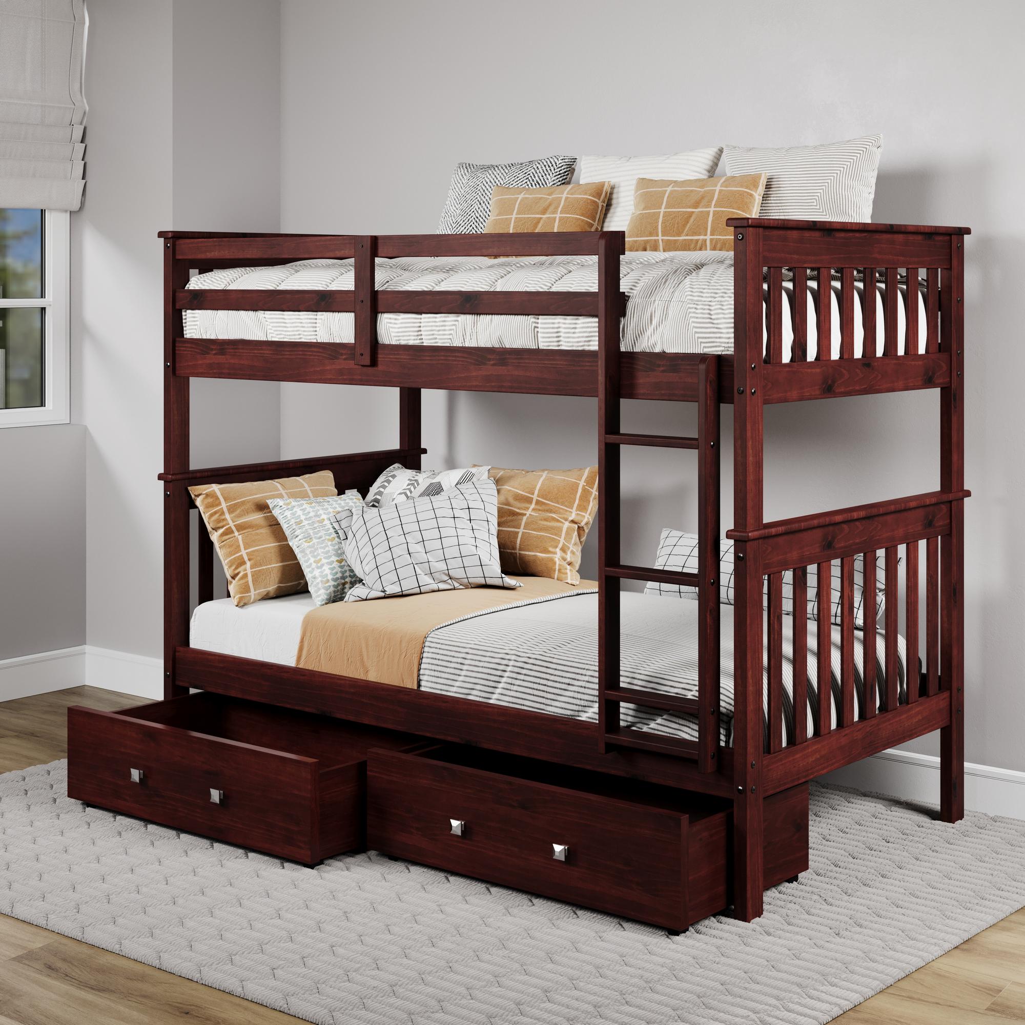 Twin over Twin Mission Cappuccino Bunkbed w Dual Drawers