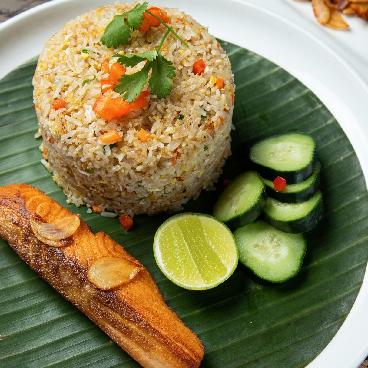 Salmon Garlic Fried Rice