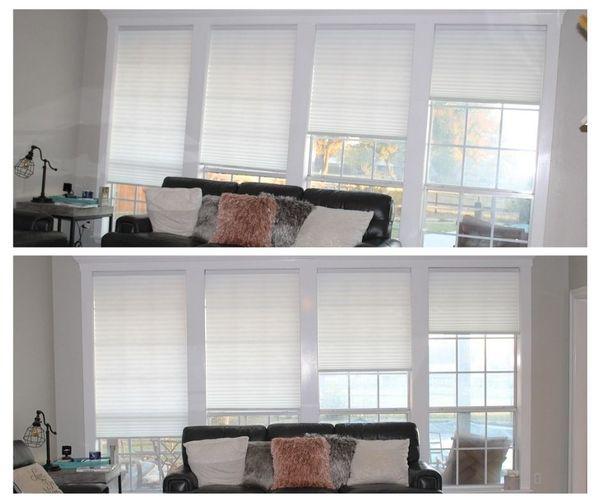 You don't always have to go bold to create an impact in your home! Our subtle Honeycomb Shades look right at home in this living room in Owasso, OK. The simple, warm design is extremely versatile and looks great in just about any home.  BudgetBlindsOwasso  HoneycombShades  EnergyEfficientShades  Owa