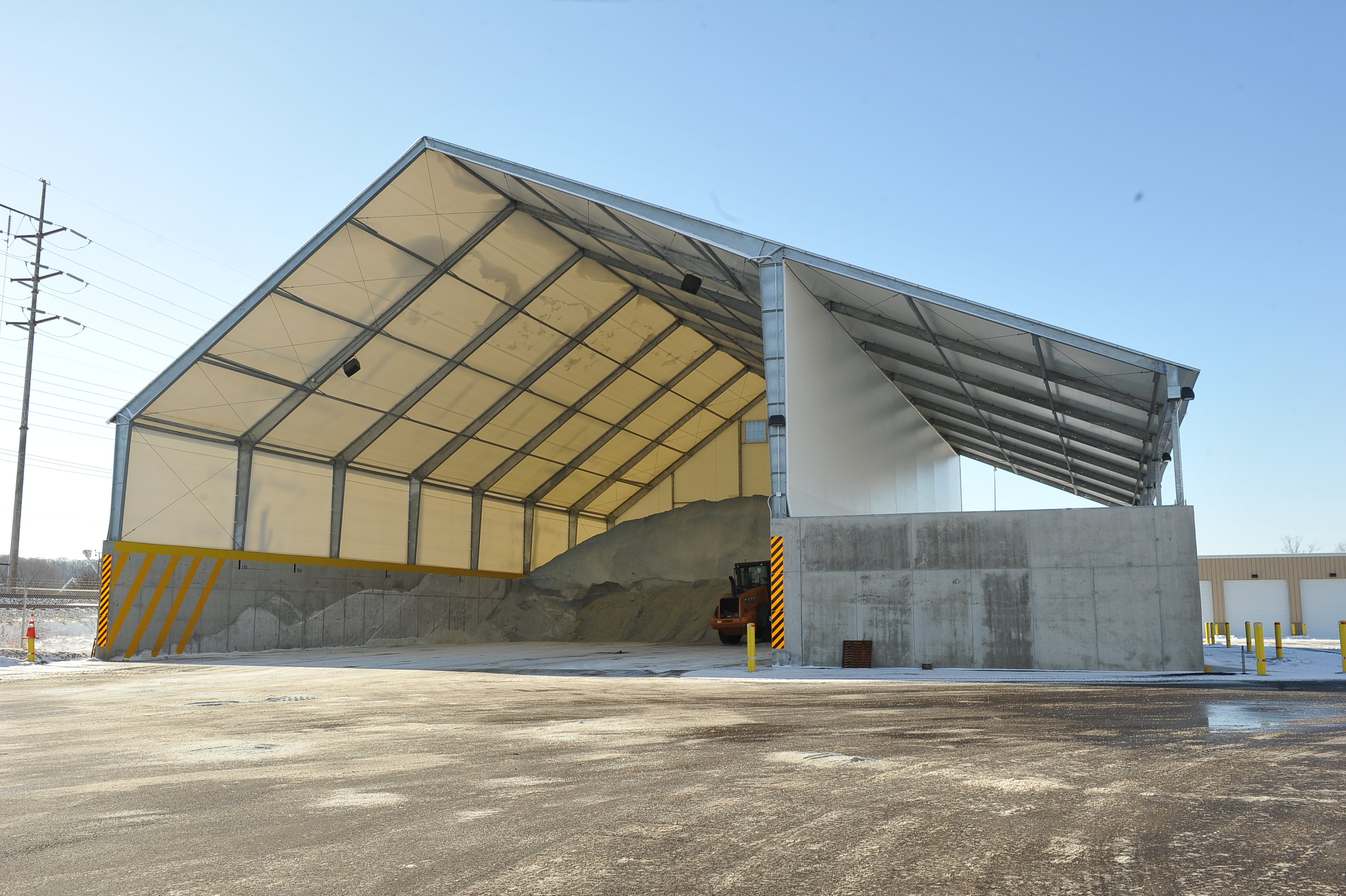 tension fabric building, fabric structures, salt storage