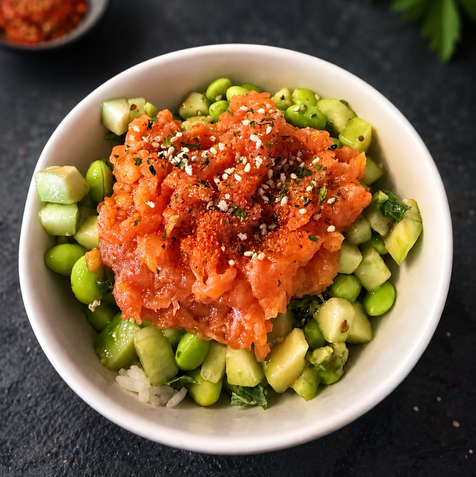P2. Spicy ahi tuna poke bowl