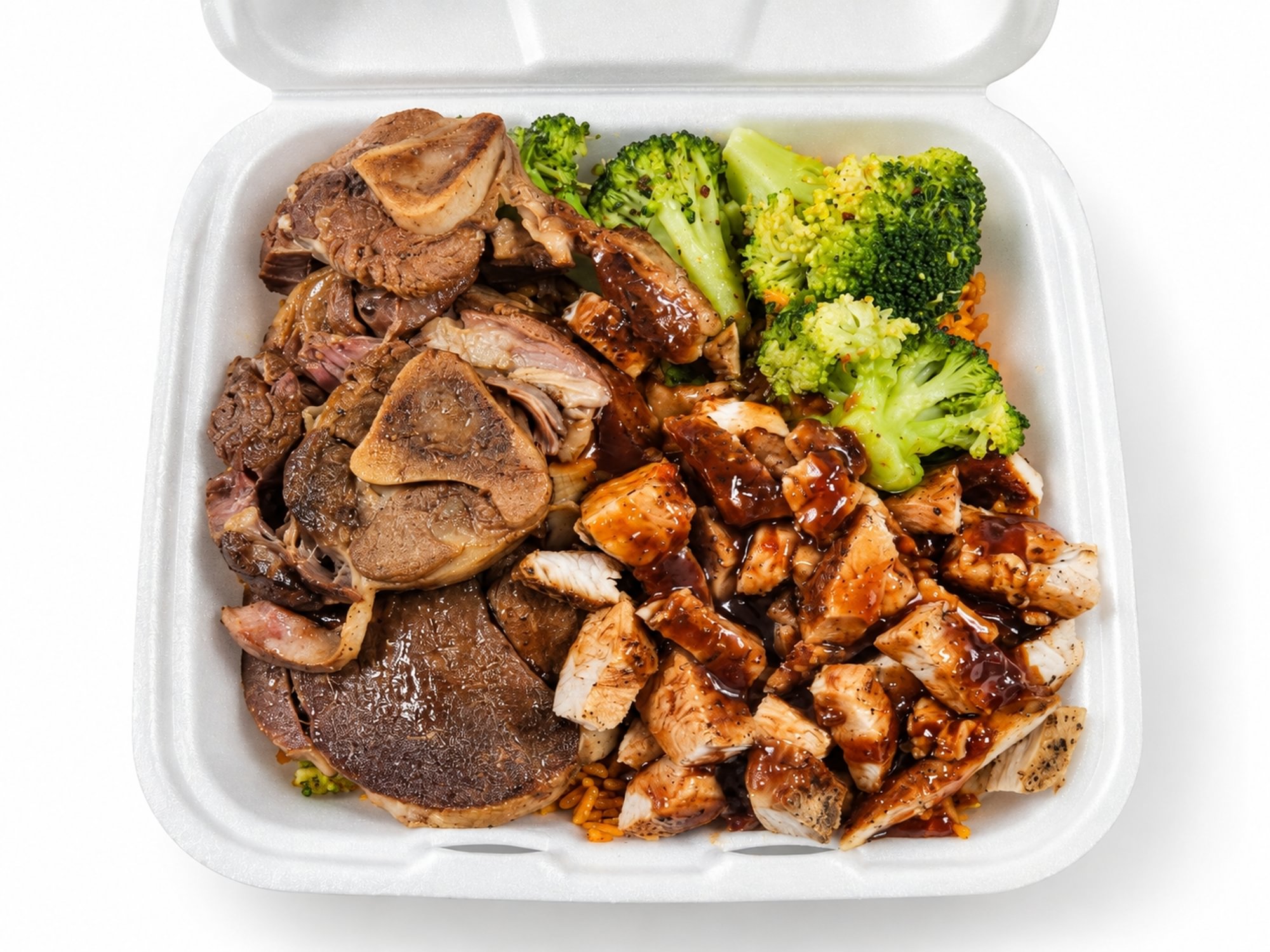 Lamb & Jerk Chicken over rice