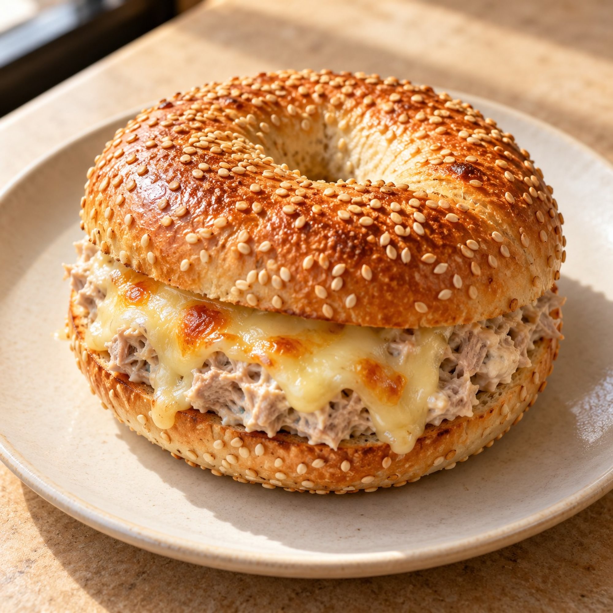 Tuna Melt Sesame Bagel