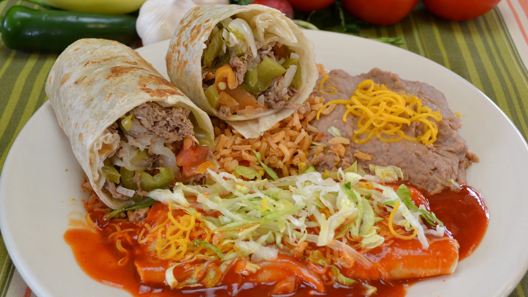 #7 Beef Burrito and Enchilada Combo