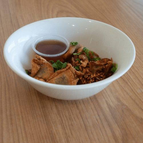 Fried Tofu Won Ton in Gluten Free Spicy Soy Sauce