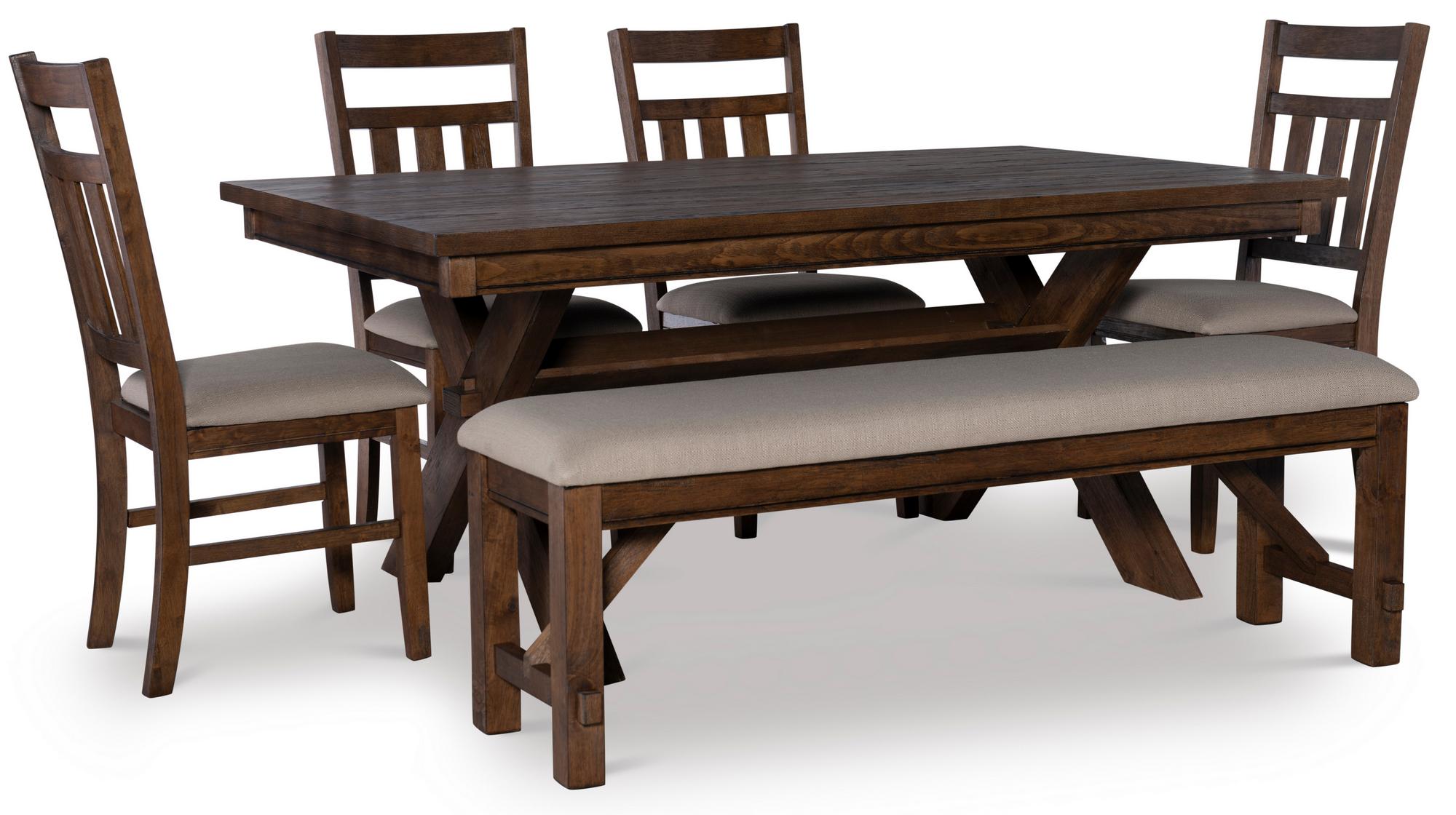 6-Piece Turino Brown Dining Set w/Bench