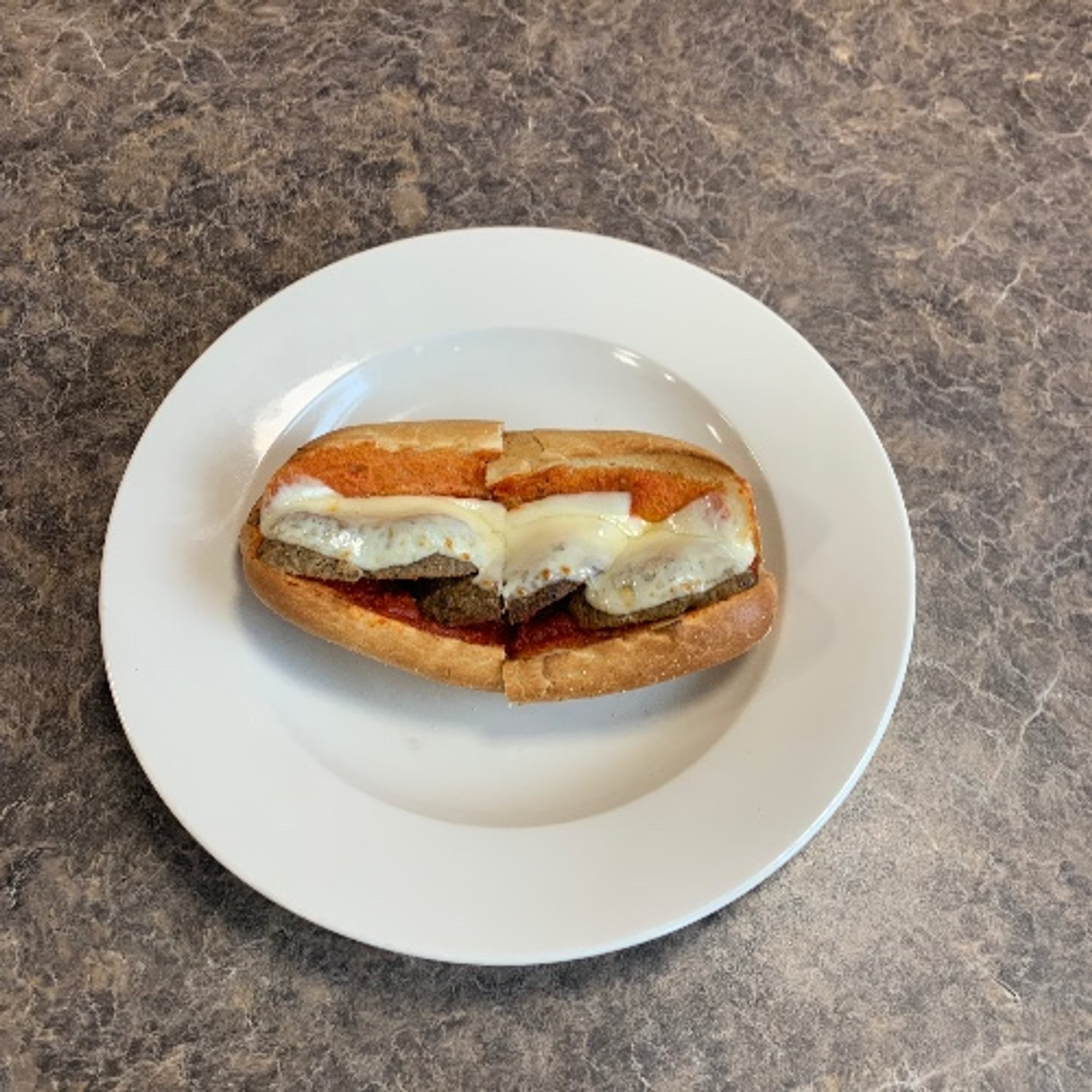Small Homemade Meatball Parm Style Sub